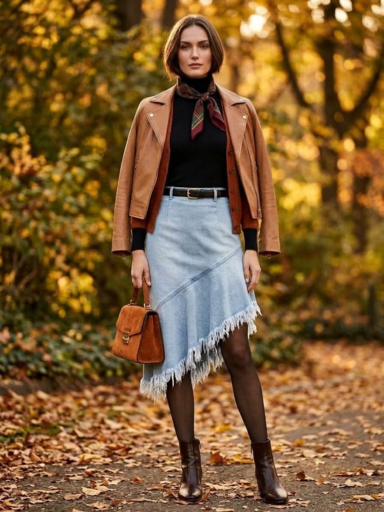 American Bazi Dresses & Skirts - American Bazi Asymmetrical Fringe Denim Skirt